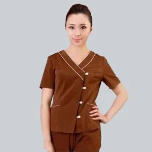 đồng phục giáo viên mầm non nâu