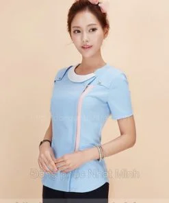 đồng phục giáo viên mầm non xanh lam