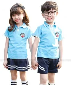 đồng phục học sinh mầm non xanh lam