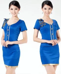 đồng phục spa màu xanh dương