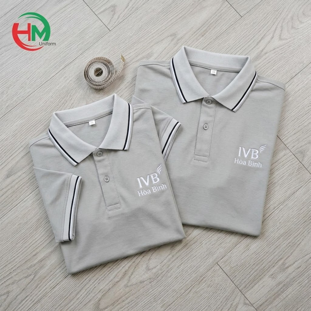 Áo Đồng Phục Polo Màu Xám IVB Thanh Lịch Cho Doanh Nghiệp 7 áo polo đồng phục ivb