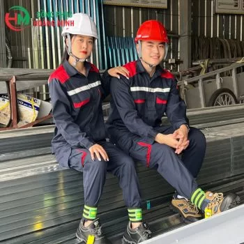 đồng phục bảo hộ phối xanh đỏ phản quang