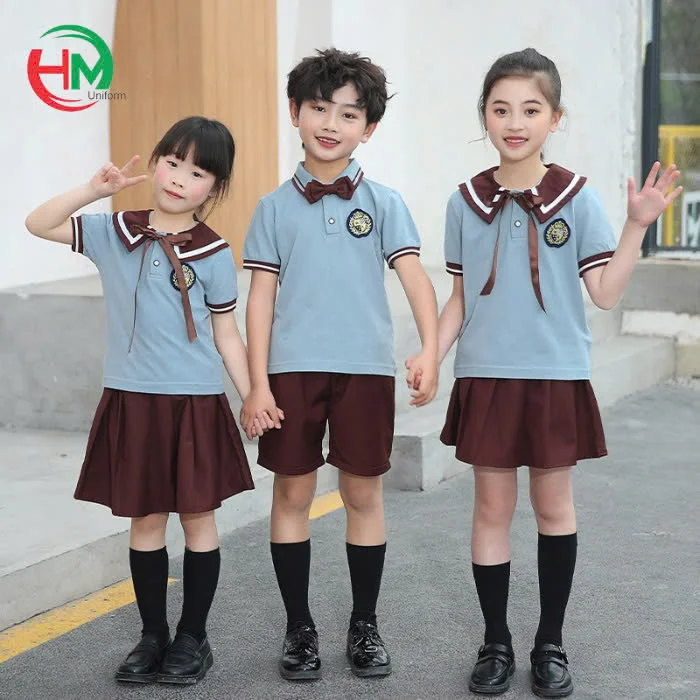 Đồng Phục Học Sinh Mầm Non Xanh Nhạt Phối Nâu 6 Đồng phục học sinh mầm non màu xanh nhạt phối xám
