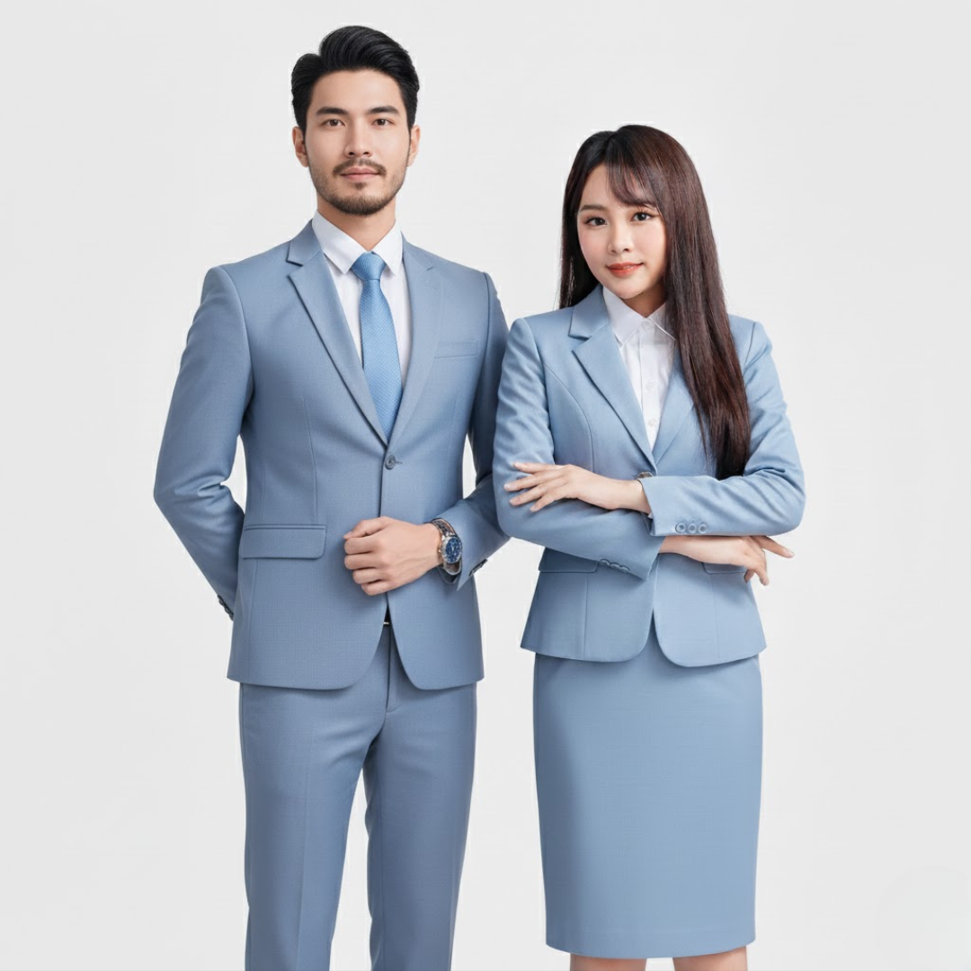 đồng phục công sở mùa đông với áo vest kết hợp sơ mi