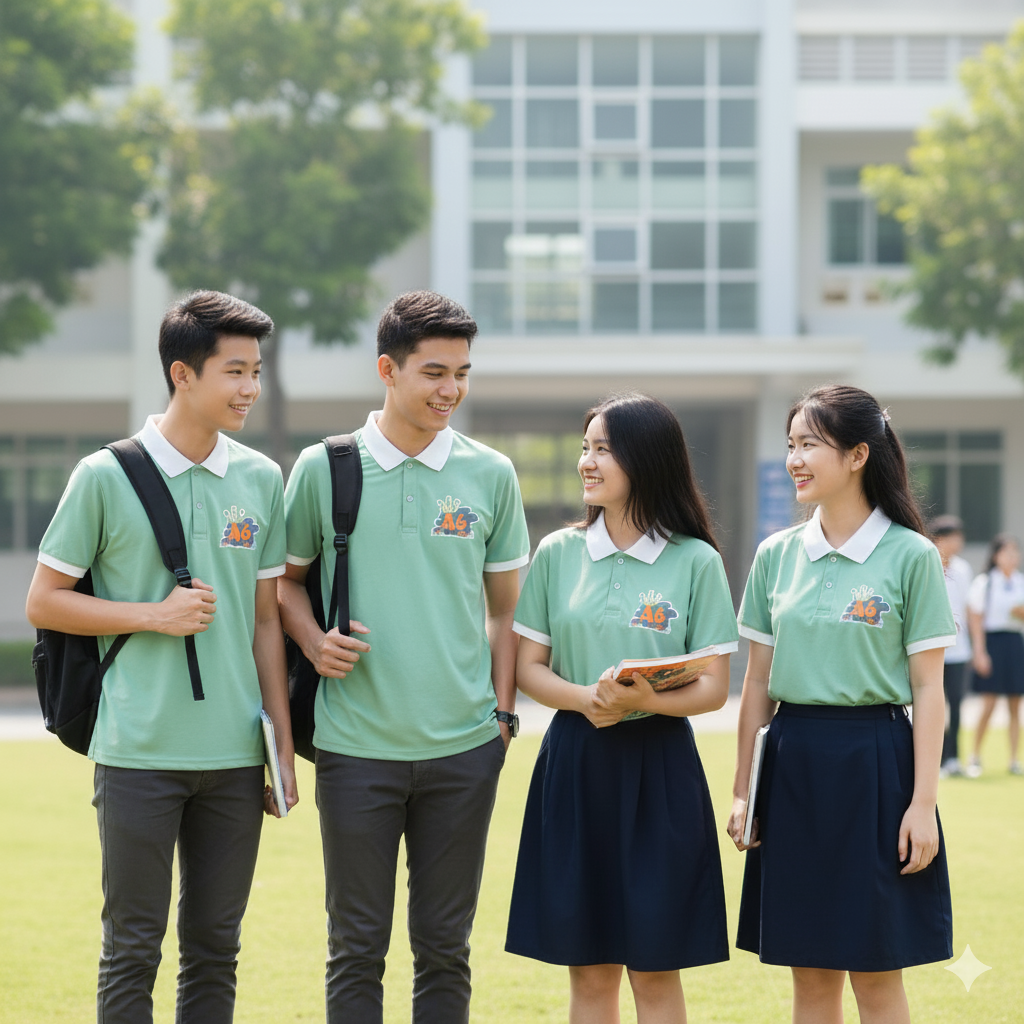Hình ảnh mặc áo đồng phục lớp a6