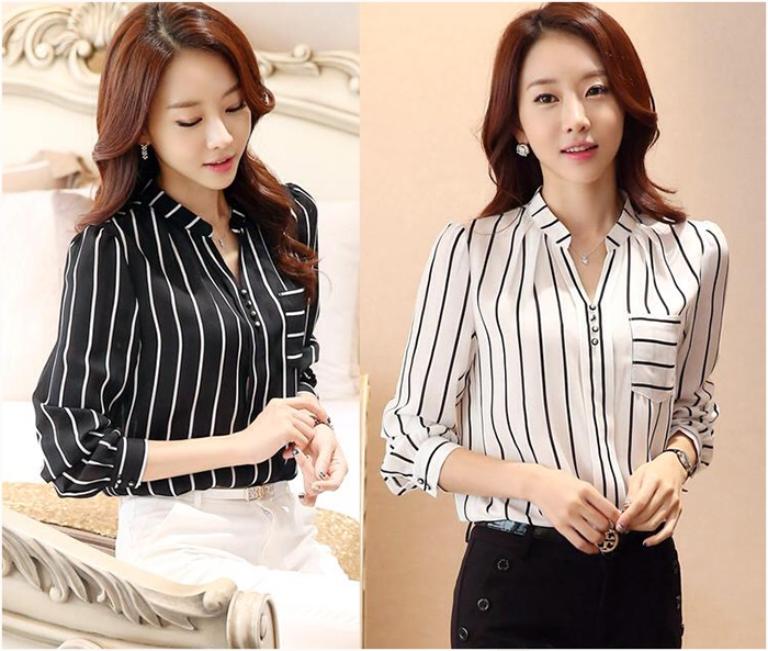 Lựa Chọn Áo V-neck và Sọc Dọc Sẽ Gíup Che Bụng Hiệu Quả
