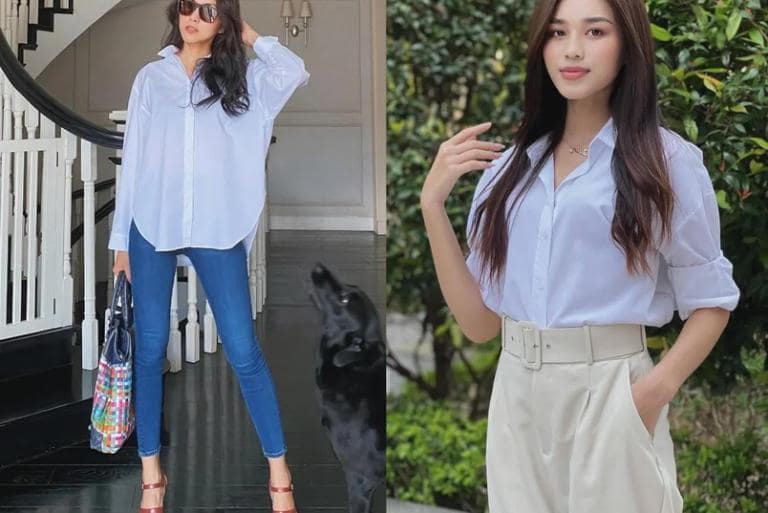 Áo Sơ Mi Trắng Phối Với Quần Jeans