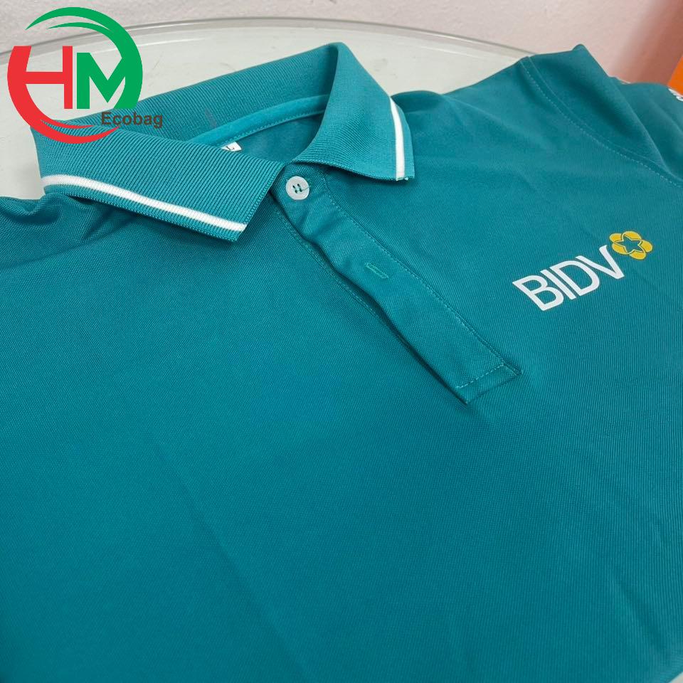 Áo ngân hàng ngân hàng BIDV với chất liệu cotton cá sấu bền thoáng mát