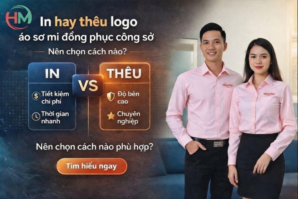 nen in hay theu logo ao so mi dong phuc