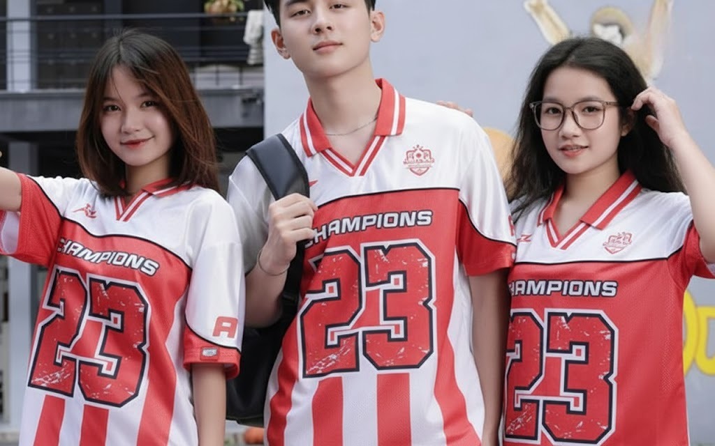 Áo đồng phục lớp cấp 3 với phong cách thể thao