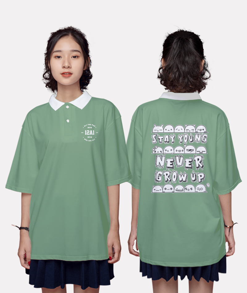Mẫu áo đồng phục lớp có cổ phong cách oversize