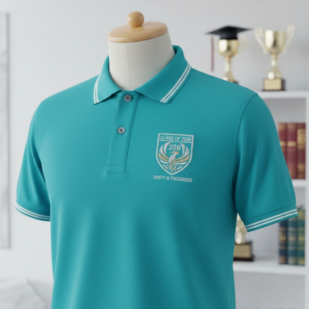 Mẫu áo đồng phục lớp polo cao cấp in, thêu logo