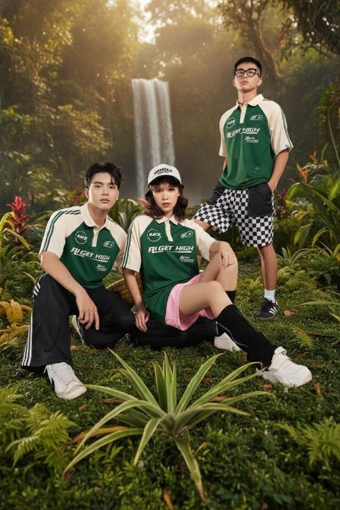 mẫu áo đồng phục lớp có cổ kiểu dáng raglan
