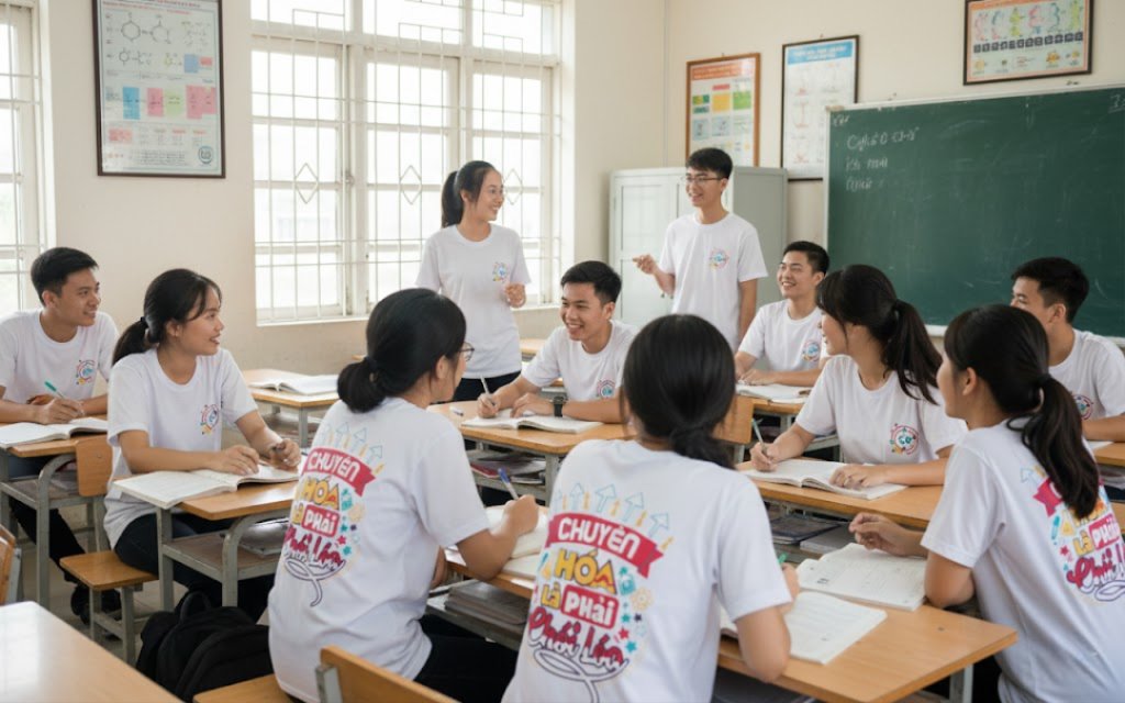 Áo đồng phục lớp c6 với chất liệu vải cotton 100% thoáng mát