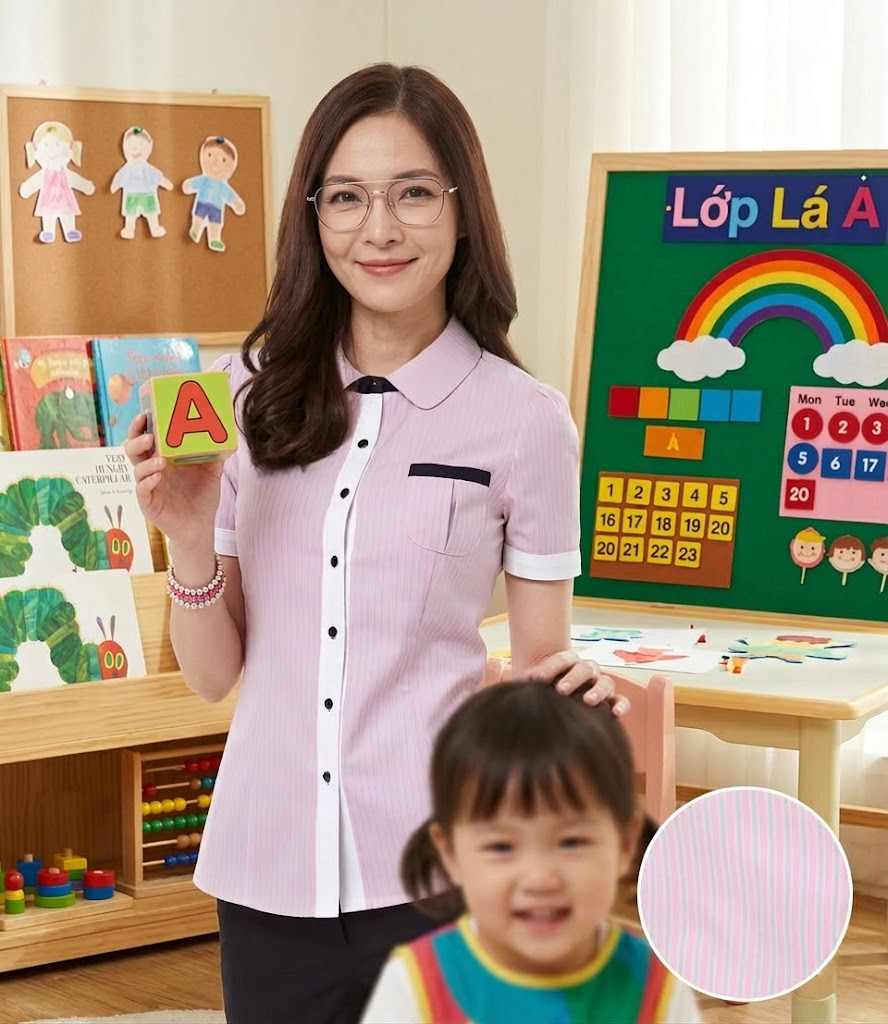 Mẫu áo sơ mi đồng phục giáo viên mầm non