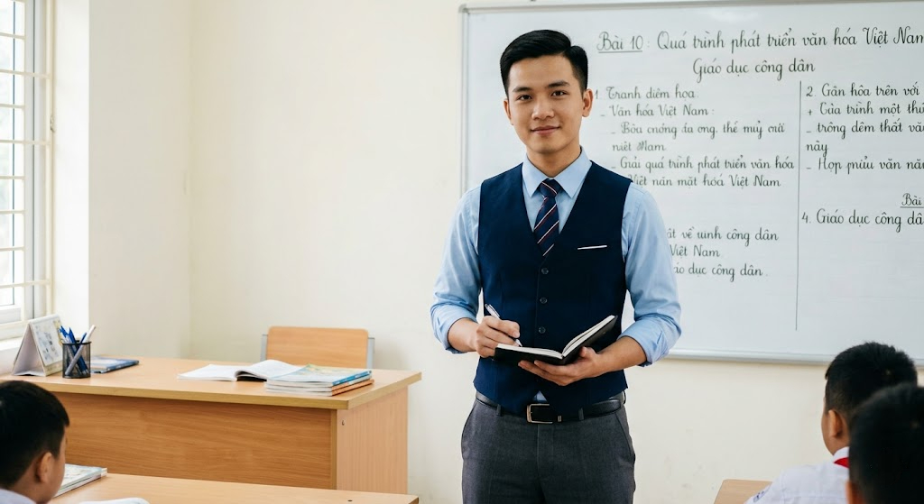mẫu áo gile phối áo sơ mi dành cho đồng phục giáo viên nam