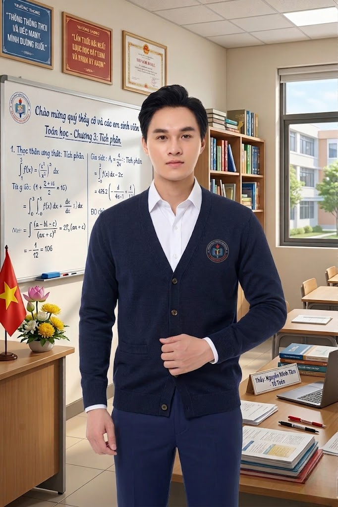 Mẫu đồng phục giáo viên nam với kiểu áo len cagigan