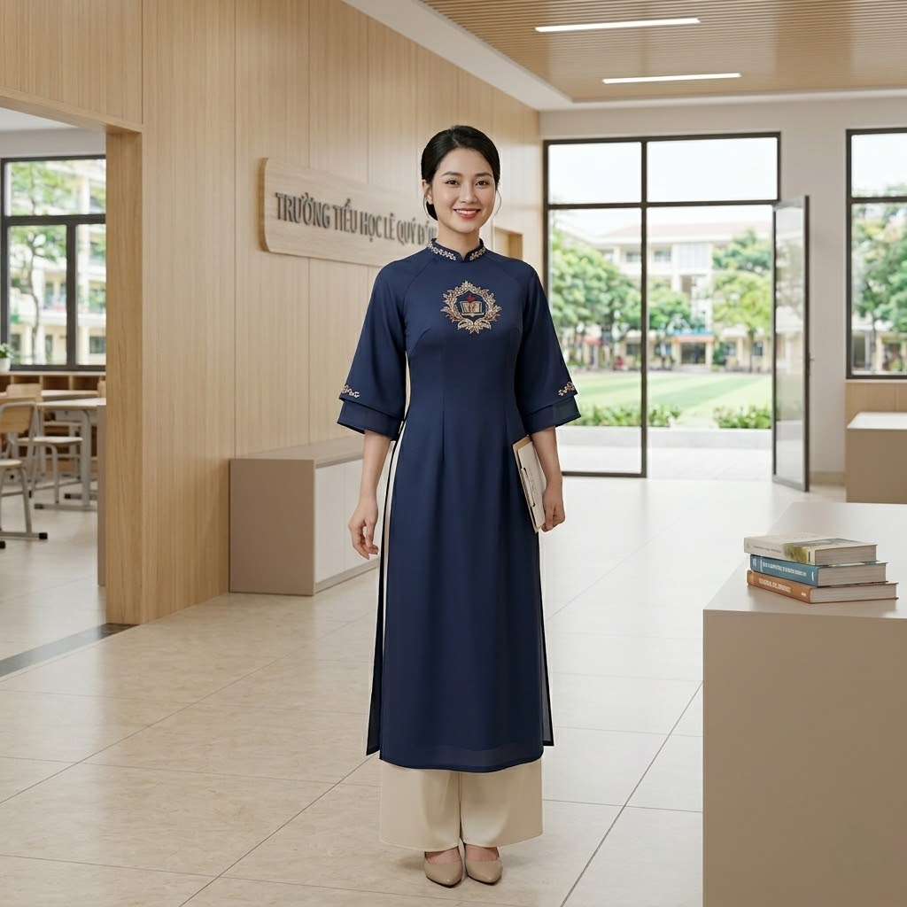 Gợi Ý Đồng Phục Giáo Viên Tiểu Học Thanh Lịch, Dễ Mặc Nhất 2026 9 Mẫu áo dài cách tân cho đồng phục giáo viên tiểu học