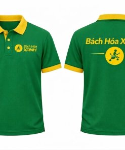 Khám phá áo đồng phục Bách Hóa Xanh với thiết kế xanh vàng nổi bật, form polo chuyên nghiệp, chất liệu bền đẹp giúp tăng nhận diện thương hiệu hiệu quả.