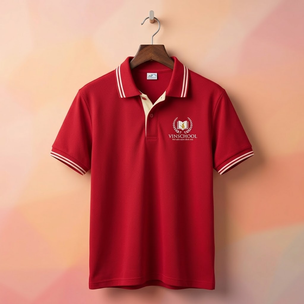 Mẫu đồng phục vinshool được thiết kế màu đỏ nổi bật